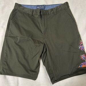 American Eagle Olive Green Embroidered Shorts